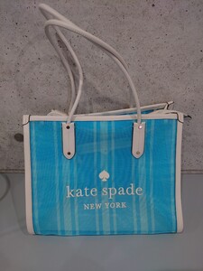 新品 kate spade エラ ビーチ チェア ストライプ メッシュ トート ①