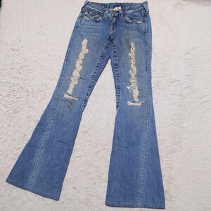 【1円〜】トゥルーレリジョン TRUE RELIGION ブーツカットデニム ジーンズ ダメージ加工 Y2K 