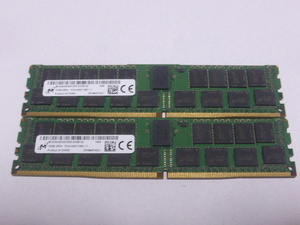 メモリ サーバーパソコン用 Micron DDR4-2400 (PC4-19200) ECC Registered 16GBx2枚 合計32GB 起動確認済です MTA36ASF2G72PZ-2G3B1QI