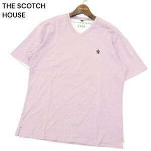 THE SCOTCH HOUSE スコッチハウス 春夏 ロゴ刺繍★ 半袖 Vネック カットソー Tシャツ Sz.L　メンズ　A4T07753_7#D