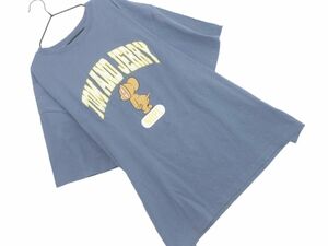 ネコポスOK FREAK’S STORE フリークスストア TOM and JERRY コラボ プリント 刺繍 Tシャツ sizeM/グレー ■◆ ☆ eec4 レディース