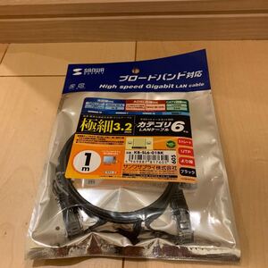 サンワサプライ カテゴリ6準拠極細LANケーブル (ブラック、1m) KB-SL6-01BK