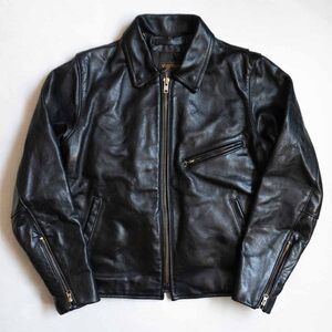 【美品/ビッグサイズ】 VANSON 【ENF エンフィールド シングル ライダース ジャケット】42 レザー USA製 バンソン 2411724