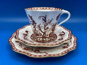 【保管品 箱なし】COALPORT コールポート ★トリオ カップ&ソーサー&プレート ★Indian Tree Coral ★サイズ 90mm×h75mm / 145mm /175mm