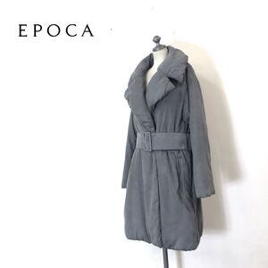 1I2702-N◆美品◆ EPOCA エポカ パディングコート 中綿コート デザインカラー ウエストベルト◆size40 グレー系 ポリエステル