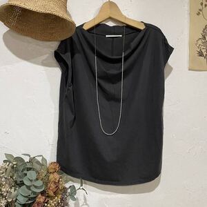 qualite(カリテ) ＊ドレープネックカットソー＊ ドレープデザイントップス/バック切り替えトップス/ドレープTシャツ