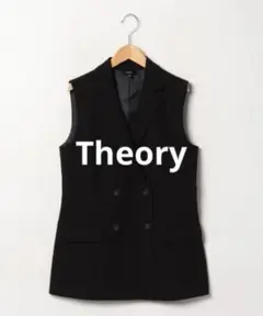 美品　セオリー　theory ジレ　ベスト　黒　ブラック　ダブル　2023