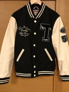 【送料無料】新品 TRUE RELIGION VARSITY LETTERMAN JACKET トゥルーレリジョン スタジアム ジャケット スタジャン M ブラック