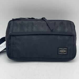 ★BN2349●PORTER ポーター ボディバッグ ウエストバッグ ウエストポーチ 黒 ブラック 吉田カバン メンズ レディース　柄入り