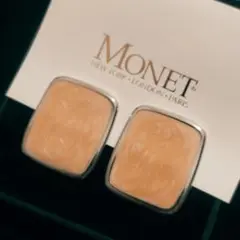 モネ　MONET　シルバー　イヤリング　ピンク　エナメル　四角い　大振り