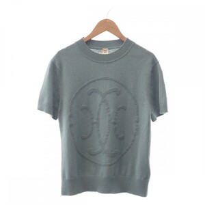 【中古】【Aランク】エルメス HERMES Hリフト 半袖ニット トップス 2H2663D1 Ｔシャツ カシミヤ Bleu Lichen サイズ40 レディース【ISEYA】