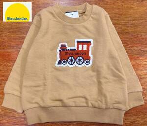 新作★新品タグ付 Moujonjon ムージョンジョン★さがら刺繍 機関車 裏毛 トレーナー/bj★お手頃価格★ベビー 90cm 1-2才 ￥2200