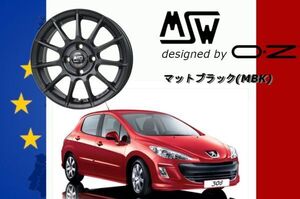 MSW85 -2 / エムエスダブリュー OZ 17インチ ホイール 7.0J +28 4/108 ハブ径65.1 マットガンメタル プジョー308 -2014ｙ 1台分 送料無料