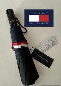 【送料無料】新品■トミー ヒルフィガー TOMMY HILFIGER 自動開閉 アンブレラ 傘 折り畳み傘 ワンプッシュ 黒　雨傘１