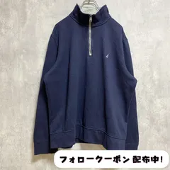 古着 used　NAUTICA ノーティカ　長袖ハーフジップスウェット　トレーナー　ネイビー　ワンポイントロゴ刺繍　ハイネック