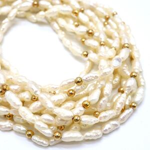 1円〜!!▼本真珠6連ネックレス▼D 約39.0g 約42.0cm pearl パール jewelry ジュエリー necklace DD0/DE0S554