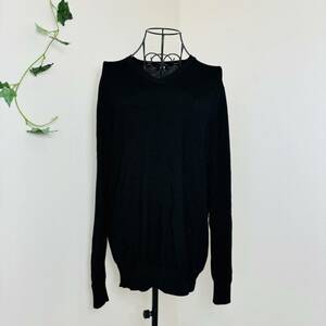 ユニクロ UNIQLO wool100% Vネックニット 黒 良品 