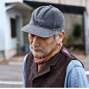 [ M(約56.5cm) ] キャップ 別珍 ステットソン 秋 冬 コーデュロイ 帽子 コール天 STETSON ブランド 紳士 野球帽 グレー 