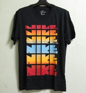 NIKE ドライフィット ビッグロゴ Tシャツ レインボー 黒 M ナイキ スポーツウェア ブラック グラデーション CV1999-010