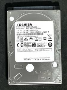 【送料無料】 ★ 2TB ★　TOSHIBA / MQ04ABD200　【使用時間：22 ｈ】 2023年製　稼働極少　2.5インチ内蔵HDD　9.5mm厚/SATA/5400rpm 東芝