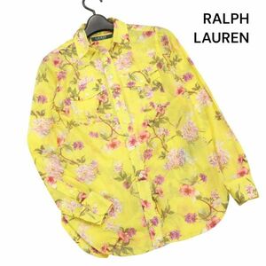 LAUREN ローレン ラルフローレン 花柄 フラワー総柄♪ 春夏 長袖 シャツ ブラウス Sz.XXS　レディース　K4T00203_2#A