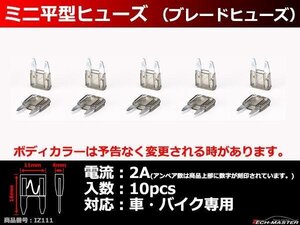 2A ミニ平型ヒューズ 10個入り ブレードヒューズ 車用 IZ111