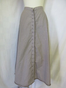 ９６２　インゲボルグ　白ｘこげ茶色　細かなギンガムチェック　スカート　P028MFS06　Ｍサイズ
