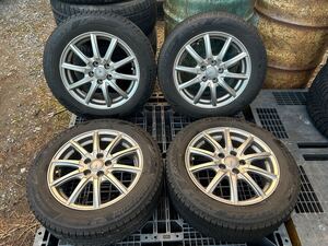 185/60R15 84Q ブリヂストン BLIZZAK VRX3 社外品 15インチ 15x6J +43 100/5H スタッドレス 中古4本 