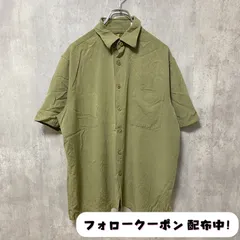 古着 used　半袖総柄シャツ　アロハ柄　カーキ　開襟