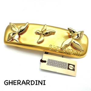 GHERARDINI｜ゲラルディーニ バレッタ【アクティ】フラワーロゴ マットゴールドカラー ヘアアクセサリー ヴィンテージ ブランド a548et oth