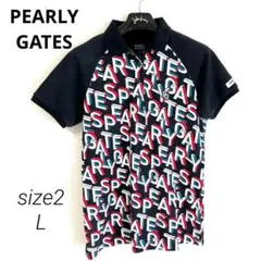 パーリーゲイツ　PEARLY GATES ポロシャツ　ネイビー　ロゴ　ゴルフ　紺