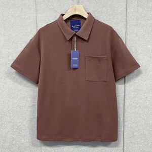 高級・ポロシャツ 定価2万◆Emmauela・イタリア・ミラノ発◆上品 通気 薄手 オシャレ 無地 POLO 半袖 トップス シンプル 通勤 メンズ 2XL