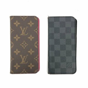 LOUIS VUITTON ルイヴィトン モノグラム フォリオ BC1173 アイフォンケース/ダミエ スマホケース 2点おまとめ 対応機種不明【CEBA5050】