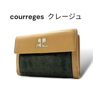 【1円スタート】courreges クレージュ　財布　二つ折り　キャンバス　G507