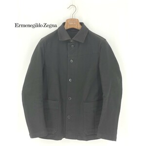 B0097/ Ermenegildo Zegna エルメネジルド ゼニア 厚手コットン テーラード ハーフ ステンカラー ミリタリー ワーク ジャケット M黒 メンズ