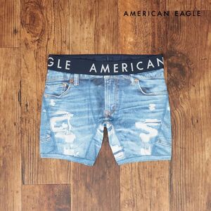 AMERICAN EAGLE/XLサイズ/ボクサートランクス 0236-1220 抗菌 転写プリント ジーンズ デニム お洒落 個性 新品/青/ブルー/ih196/