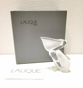 【ND3334FH】【1円～】LALIQUE ラリック ペリカン 鳥 クリスタルガラス オブジェ 置物 ペーパーウェイト インテリア 高さ約9cm 205.5g