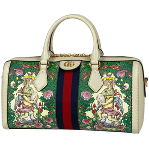 グッチ GUCCI ミディアム トップハンドルバッグ ヒグチユウコ ダブルG 2WAY シェリーライン ハンドバッグ レザー マルチカラー 524532 中古