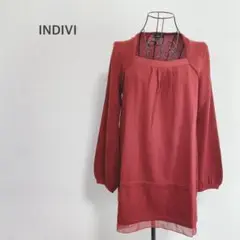 m1246 美品✨インディヴィ INDIVI【44】チュニック 大きいサイズ