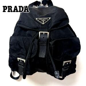 PRADA プラダ テスート ナイロン ポノコ リュックサック テスート 大容量 三角ロゴ ブラック デイパック バックパップ 巾着 黒 白タグ