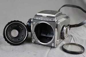 F★ ZENZA BRONICA ゼンザブロニカ MODEL C シルバー 中判フィルムカメラ + Nikon ニコン NIKKOR-P 75mm F2.8 単焦点レンズ 【難あり品】