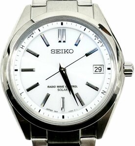 未使用品 SEIKO セイコー ブライツ チタン ソーラー 電波 アナログ 3針 デイト 腕時計 SAGZ079 シルバー×白文字盤 日本製 定価￥71,500-