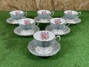 9B102 ROYAL ALBERT ロイヤルアルバート 1950 Enchantment カップ＆ソーサー 金彩 花柄 England 中古 キレイ コーヒーカップ 食器 洋食器 