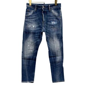 ディースクエアード デニムパンツ kenny jean S75LA0615 ロゴ金具 ペイント加工 クラッシュ加工 40 DSQUARED2 【AFB41】