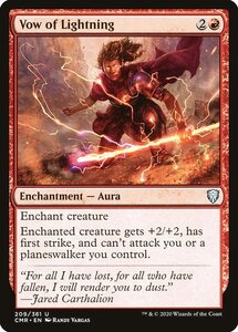 MTG ■赤/英語版■ 《稲妻の誓約/Vow of Lightning》★FOIL★ 統率者レジェンズ　CMR