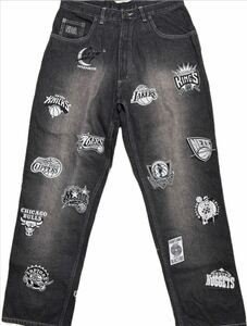 32 美品 NBA Black Jeans denim エンブレム ジーンズ デニムパンツ celtics ワッペン スラムダンク jodan all star vintage nike hip hop