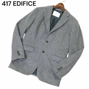 417 EDIFICE エディフィス 秋冬★ カシミヤ混 ウール アンコン テーラード ジャケット グレー Sz.M メンズ　C4T10147_B#N