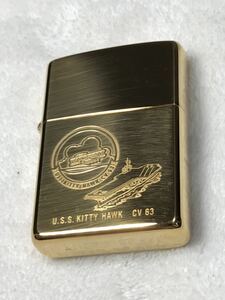 ZIPPO ジッポ ジッポー BRASS SOLID ソリッドブラス ジッポーライター アメリカ軍　キティホーク　KITTY HAWK 2002年製 未使用品　未開封品