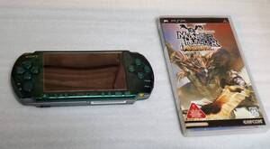 PSP / プレイステーションポータブル / 本体 / PSP-３０００ / スピリティッド・グリーン / おまけソフトモンスターハンターポータブル / 