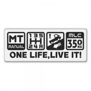 One Life, Live it!カーステッカー 軽トラ用 MT車 最大積載量表示 必要に応じて着脱可能 【マグネット】